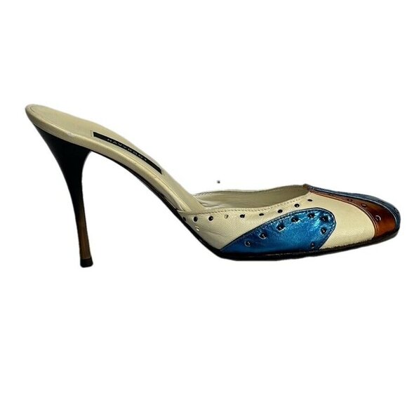 Navyboot Womens Vero Cuoio High Heel Mules Size 38 / 7.5M Leather Multicolor - Picture 9 of 10